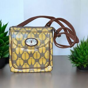 Fossil Key-Per Yellow Coated Canvas Ladybug Cross-body Shoulder Bag